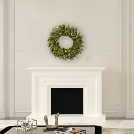 30" Pre-Lit Cashmere Artificial Christmas Wreath, Warm White Dura-lit LED Lights {3}