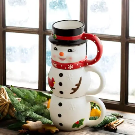 12oz. Snowman Stacking Mug Set {4}