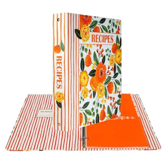 Steel Mill & Co.&reg; 1.75" Orange Floral Recipe Binder {6}