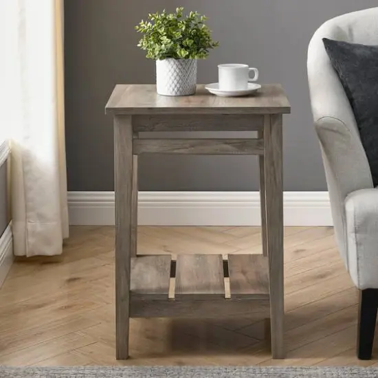 Walker Edison 18" Gray Wash Farmhouse Trim Side Table {4}