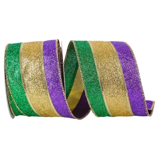 Reliant 2.5" x 10yd. Wired Mardi Gras Glitz Ribbon {1}