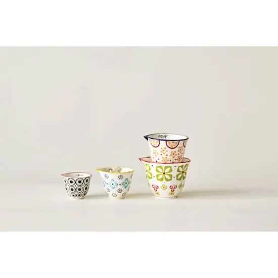 Hello Honey® Floral Hand-Stamped Stoneware Measuring Cup Set {3}