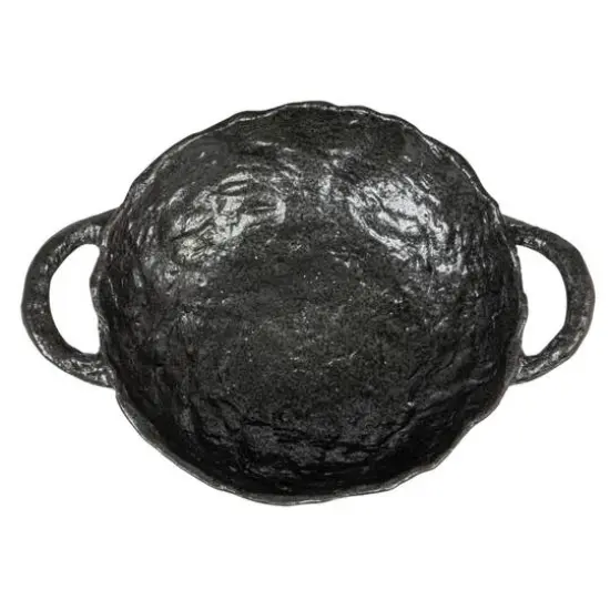 Hello Honey&reg; 9.5" Black Stoneware Footed Plate with Handles & Reactive Glaze {8}