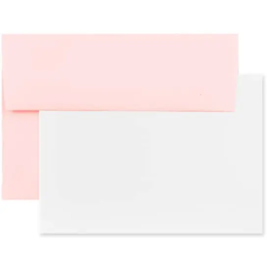 JAM Paper 3.62" x 5.12" Blank Greeting Cards & Envelopes, 100ct. Baby Pink Pastel {1}