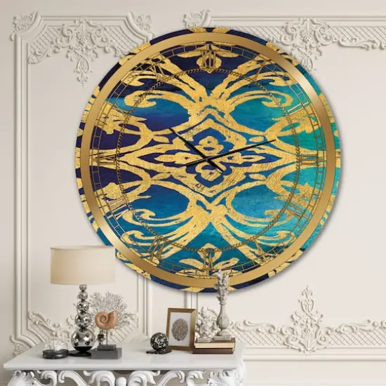 Designart Metallic Glam Indigo Form I Glam Wall Clock {3}