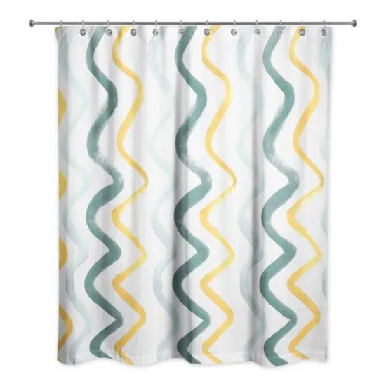 Squiggles Shower Curtain Blue/Yellow {3}