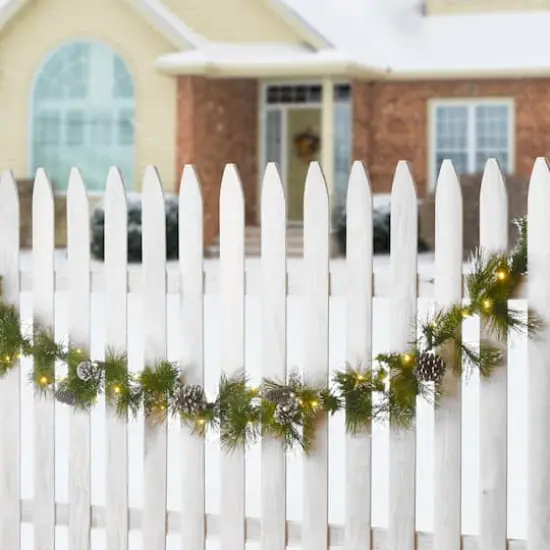 9ft. Whitter Pine Garland With LED Lights {4}