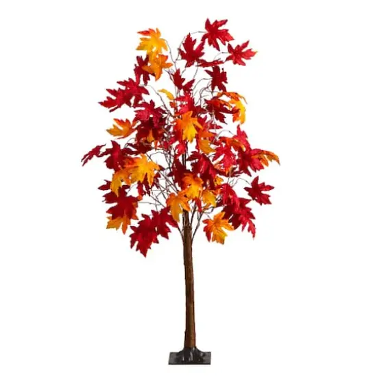 5ft. Pre-Lit Autumn Weeping Maple Artificial Fall Tree with 240 Warm White LED Lights {4}
