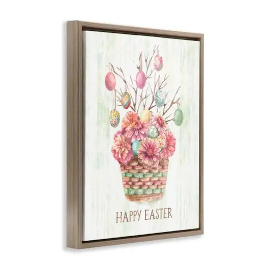 Stupell Industries Happy Easter Bouquet Floater Framed Art Brown {4}