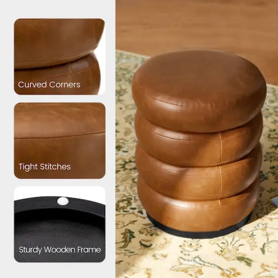 Glitzhome® 19.5" Coffee Brown Upholstered Storage Ottoman {7}