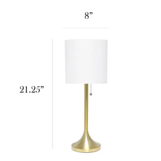 Simple Designs 21.5" Tapered Gold Table Lamp with Fabric Drum Shade White {4}