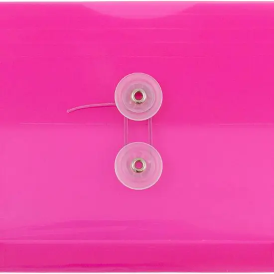 JAM Paper 5.25" x 7.5" Booklet Plastic Envelopes with Button and String Closure, 24ct. Fuchsia {4}