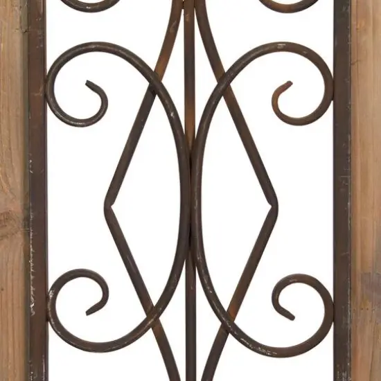23" Brown Rustic Metal & Wood Arched Gate Wall D&eacute;cor {3}