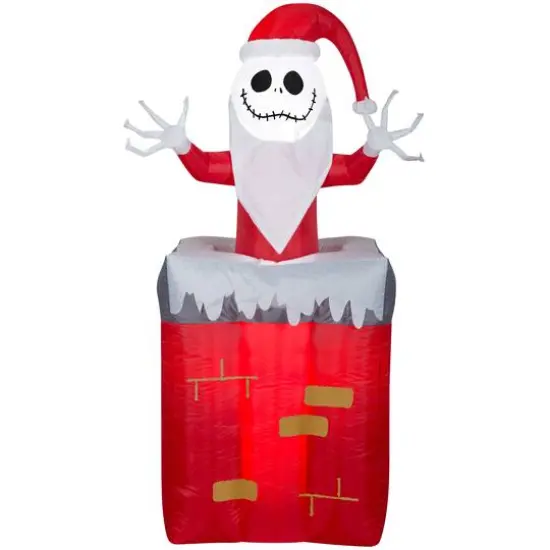 5.5ft. Animated Airblown&reg; Inflatable Christmas Jack Skellington in Chimney {1}