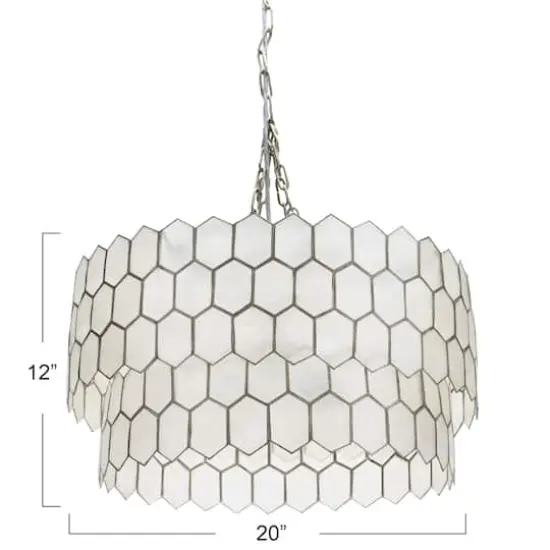 Hello Honey&reg; Capiz 2-Tier Honeycomb Chandelier Matte Silver {5}