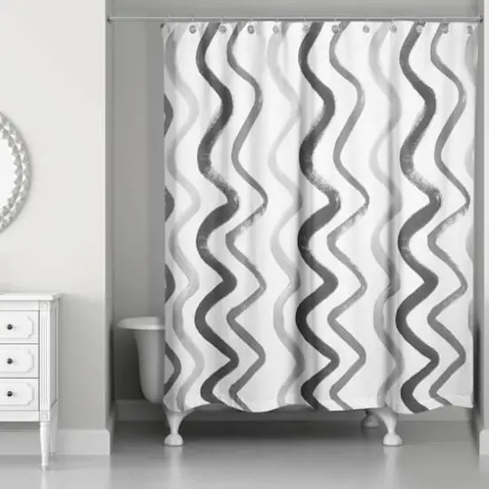 Squiggles Shower Curtain Black/Gray {1}