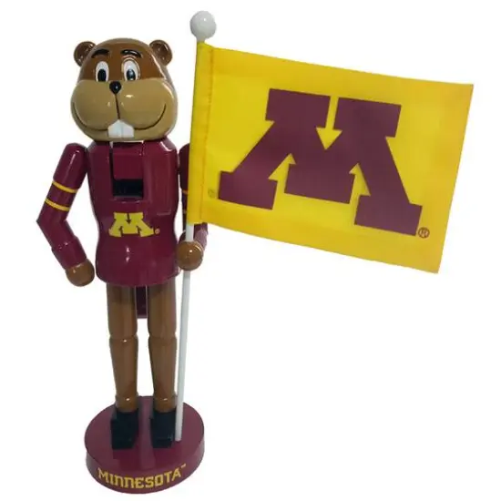 12'' Minnesota Golden Gopher Mascot with Flag Nutcracker {1}
