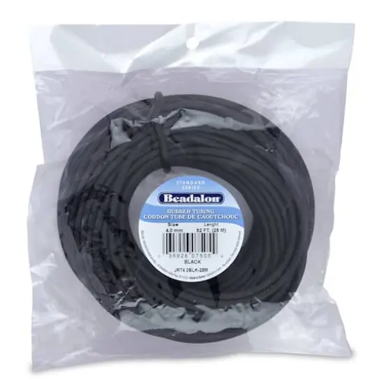 Beadalon&reg; 4mm Black Rubber Tubing, 25m {1}