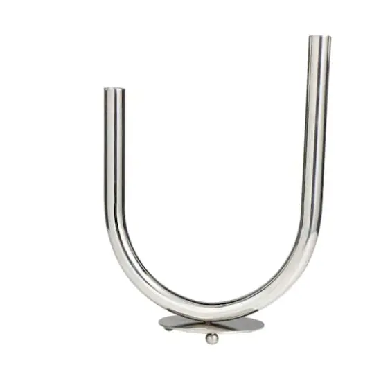 14" Silver Stainless Steel Abstract U-Shaped Candelabra {3}