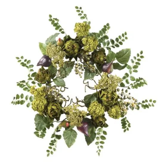 20" Green & Purple Artichoke Floral Wreath {1}