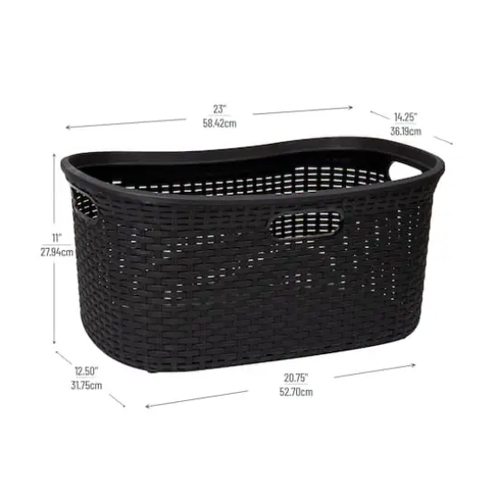 Mind Reader 40L Ventilated Laundry Basket with Cut Out Handles, 2ct. Black {4}
