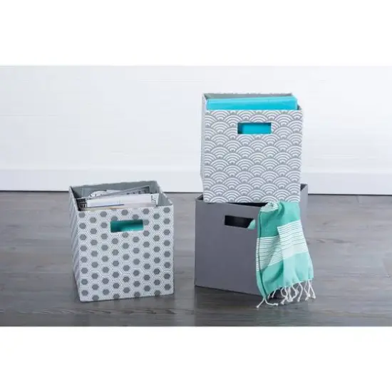 DII&reg; 13" Polyester Solid Storage Cube Gray {7}