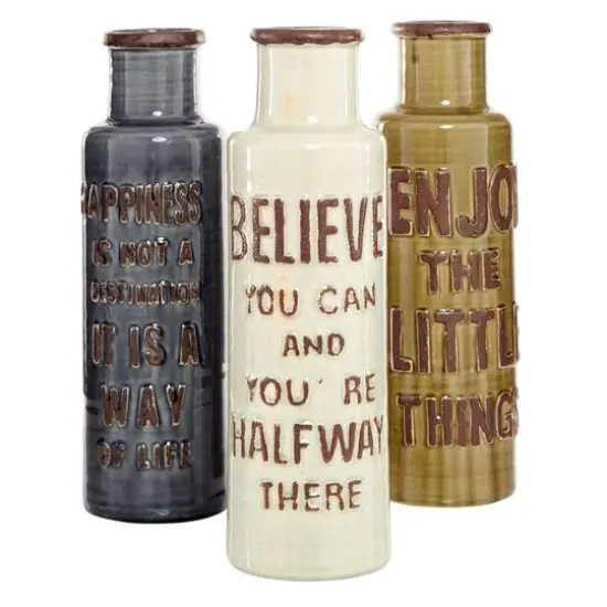 Brown Ceramic Farmhouse Vase Set {3}