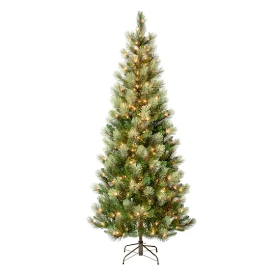 7.5ft. Pre-Lit Charleston Pine Slim Artificial Christmas Tree, Clear Lights {1}
