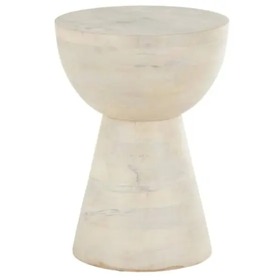 18.25" Cream Mango Wood Accent Table {1}