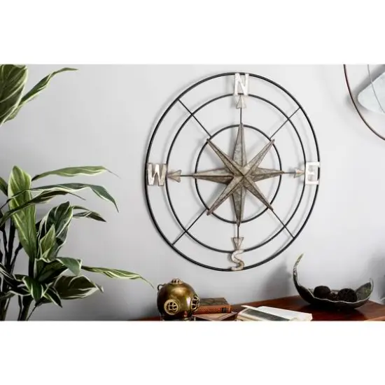 Gray Compass Metal Farmhouse Wall Decor {9}