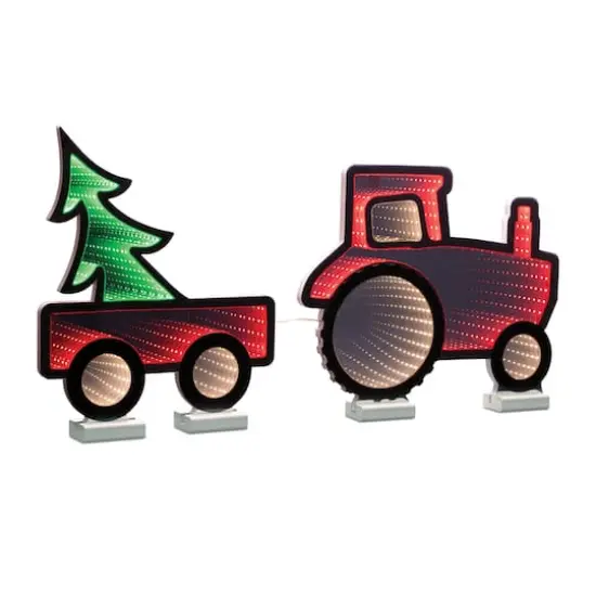 29.5" Holiday Tractor and Wagon Ekko Light Display {1}