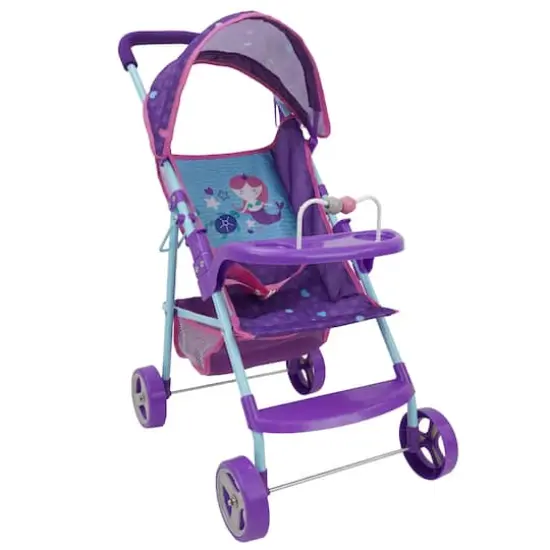 509 Crew Mermaid Doll Stroller with Canopy and Cup Holder {1}