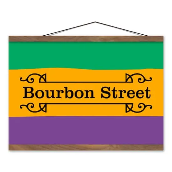 Bourbon Street Stripes Teak Hanging Canvas {1}