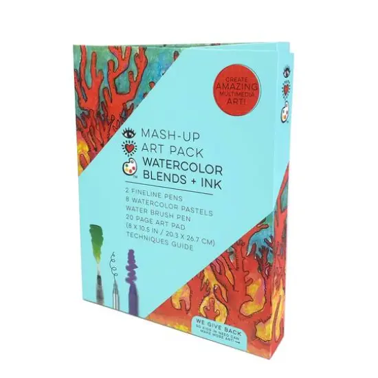 Bright Stripes Watercolor Blends & Ink Mash Up Art Pack {4}