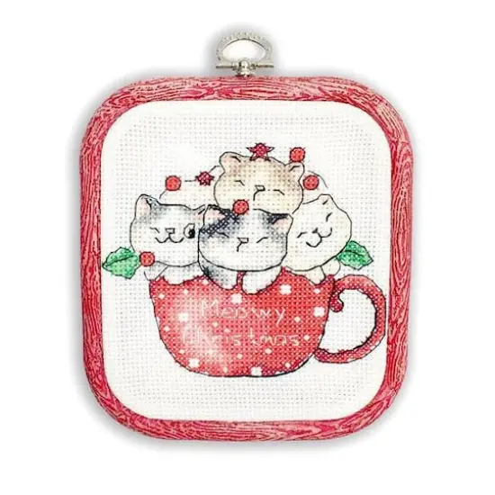LetiStitch Meowy Christmas with Hoop Counted Cross Stitch Kit {1}