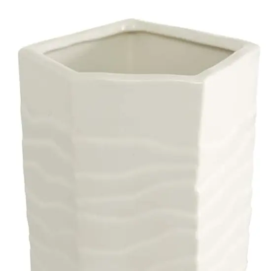 White Ceramic Contemporary Vase, 13" x 5" x 5" {4}
