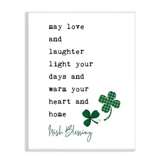 Stupell Industries Heart & Home Touching Irish Blessing Clover Motif Wall Plaque Art {1}