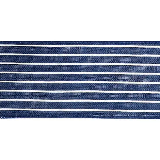 2.5" x 25ft. Faux Linen Wired Pinstripe Ribbon by Celebrate It&trade; D&eacute;cor {4}