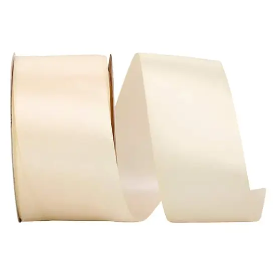 JAM Paper 2.5'' x 50yd. Double Face Satin Ribbon Cream {1}