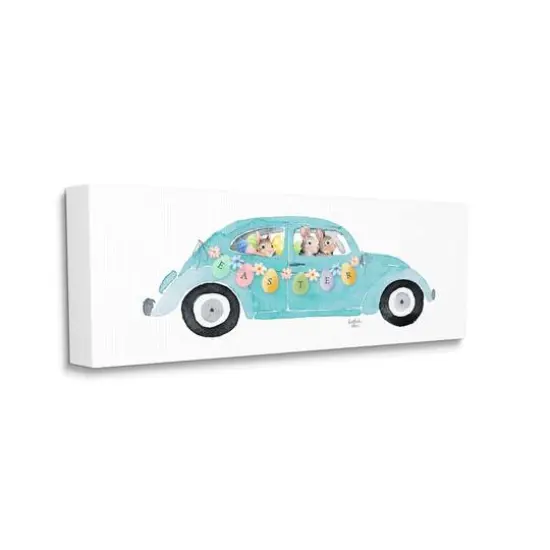 Stupell Industries Decorated Easter Car Bunnies Floral Pattern Banner Canvas Wall Art {4}