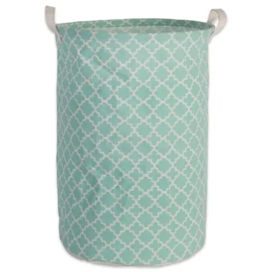 DII&reg; Round Lattice PE-Coated Cotton Polyester Laundry Hamper Aqua {1}