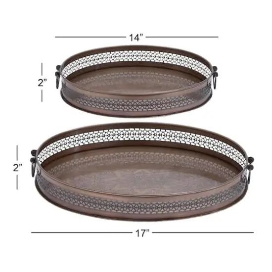 Brown Metal Traditional Tray Set {8}