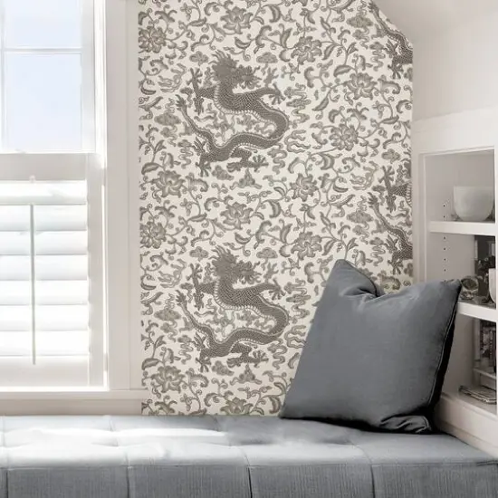 Scalamandre Gray Chien Dragon Peel & Stick Wallpaper {7}