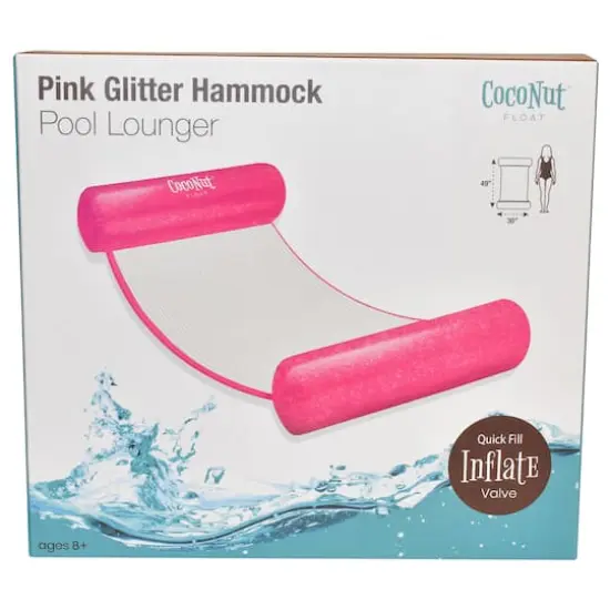 CocoNut Float 4ft. Pink Glitter Hammock Pool Lounger {7}
