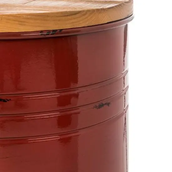 Glitzhome&reg; Metal Storage Accent Table with Solid Wood Lid Set Red {8}