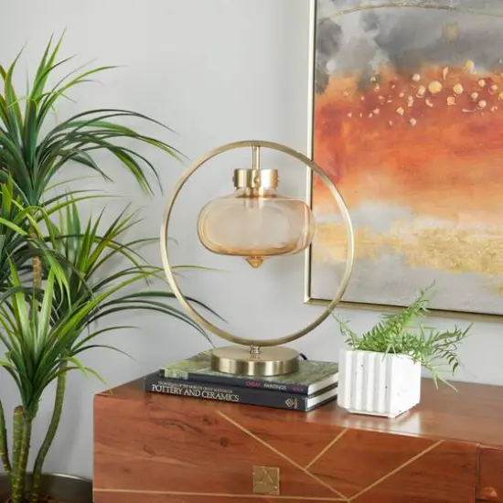 Gold Metal Contemporary Accent Lamp 14" x 8" x 15" {9}