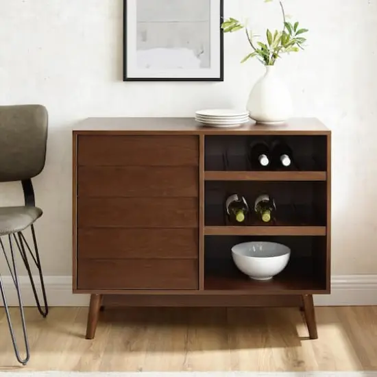 Walker Edison 36" Walnut Louvered Door Bar Cabinet {8}