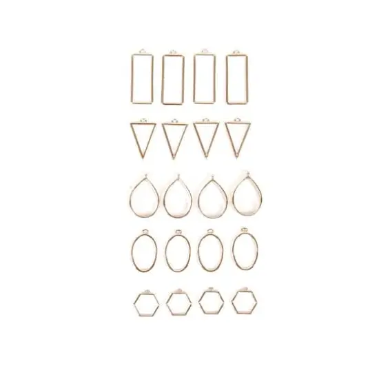 Blue Moon Studio™ UV Resin Craft Gold Simple Shapes Fillable Metal Charm Set {3}