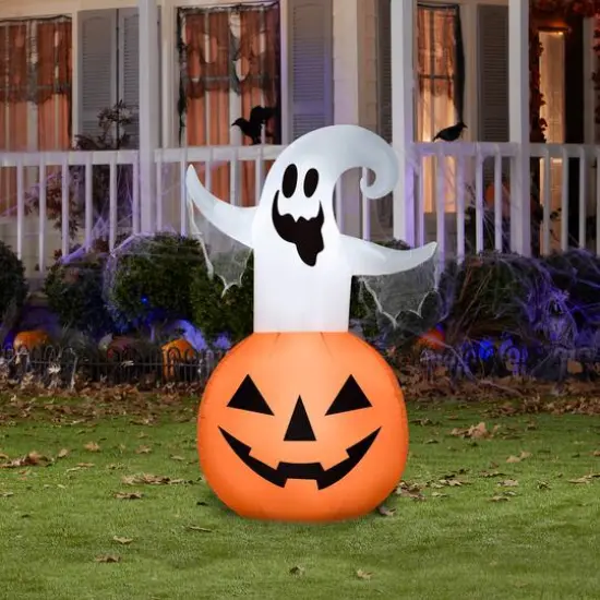 4.5ft. Airblown&reg; Halloween Inflatable Jack-O'-Lantern with Ghost {3}