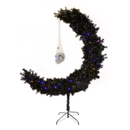 6ft. Pre-Lit Black Moon Shape Halloween Tree {1}